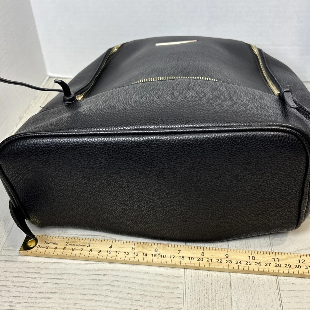 Dasein‎ Black Faux Leather Backpack and Matching Wristlet Set Gold Hardware NWOT